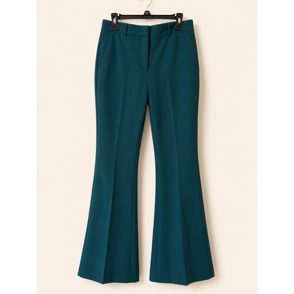 White House Black Market Womens‎ Teal Flare Pants 88% Polyester Stretch Size 4P